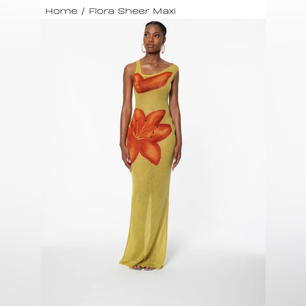 Hanifa Flora Sheer Maxi XS / Chartreuse
